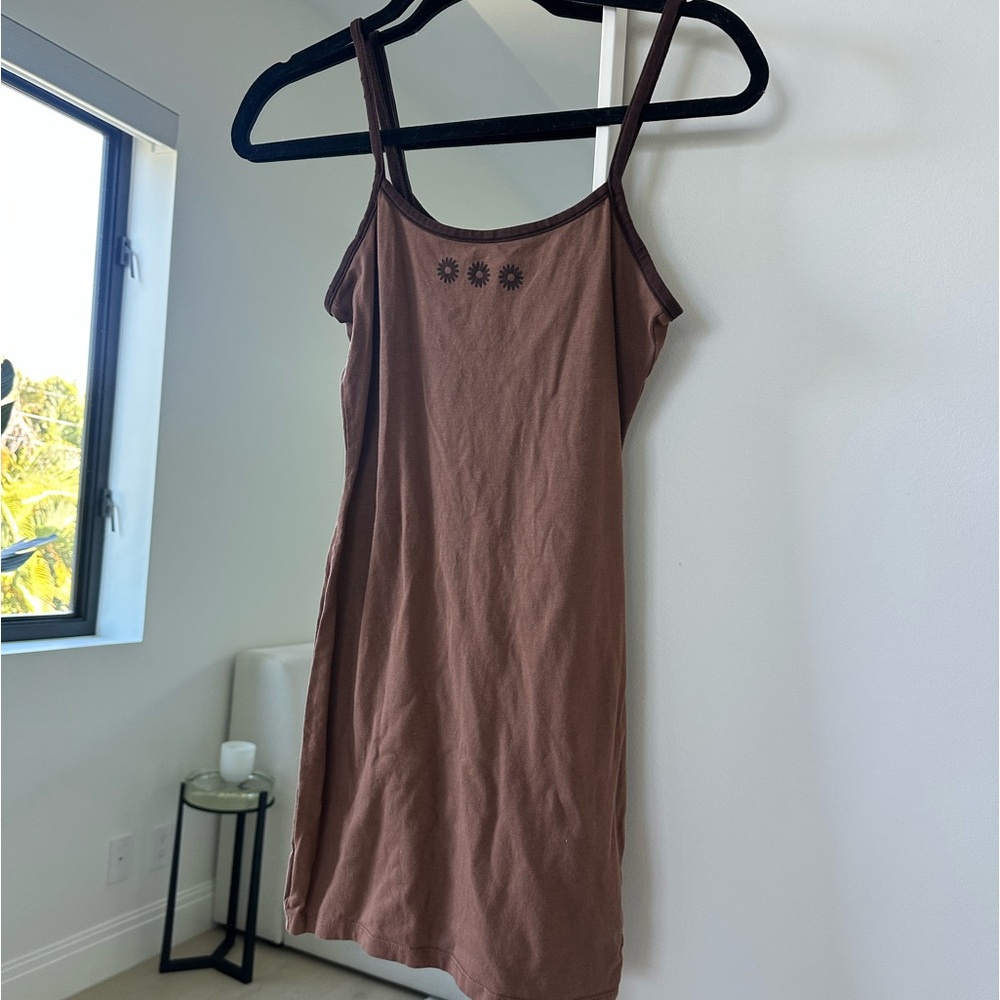Brown Divided 3 Flower tank dress